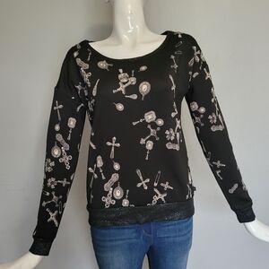 Rock & Republic Charms Print Scuba Sweatshirt, GUC, Size S